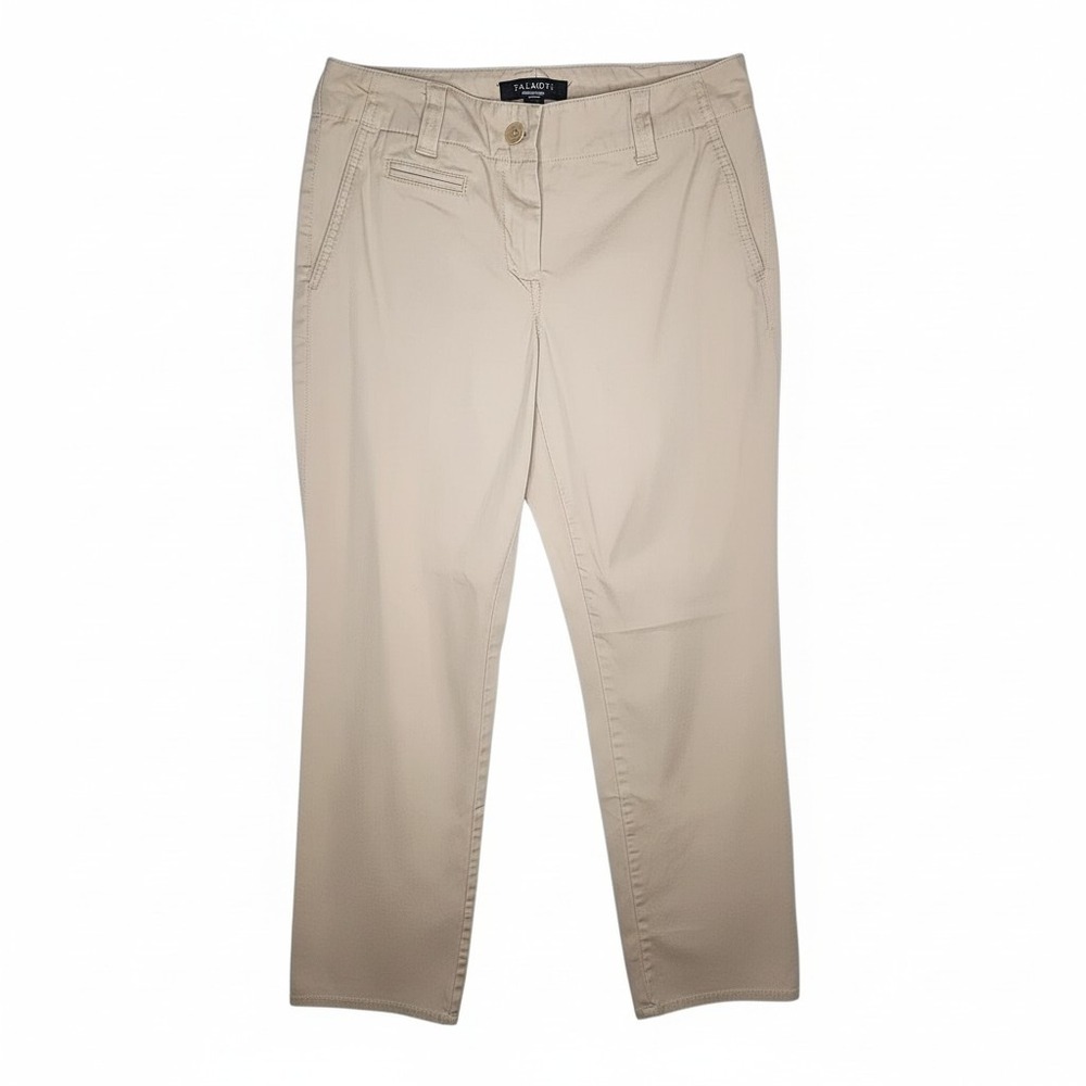Talbots Boyfriend Chino Pants 2P Tan Beige Cotton Blend Stretch Casual Classic